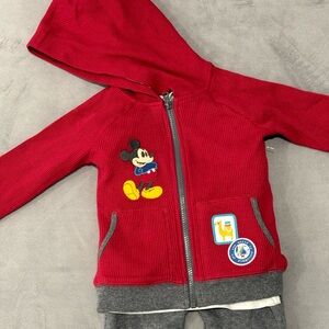 Disney Mickey See the World hoodie, tee, and pants set - 12-24 months